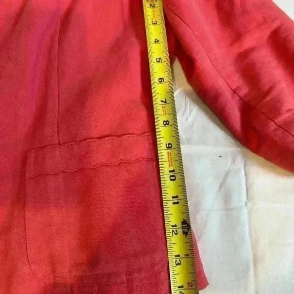 Pink Linen/Cotton 2 button Blazer with scalloped edging (Size 14) - Picture 4 of 9